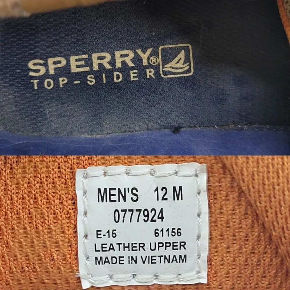 Sperry Top Sider Boat Shoes 12 Tan Leather 0777924 Slip On‎ Nautical Yacht Club